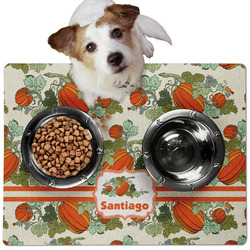 Pumpkins Dog Food Mat - Medium w/ Name or Text