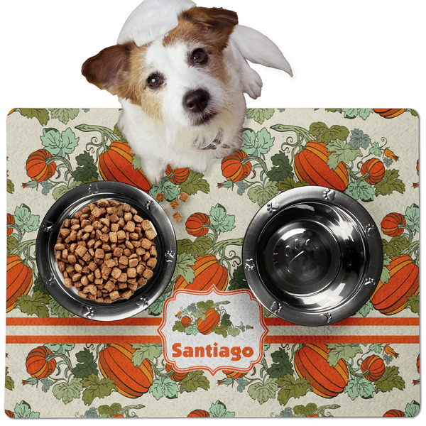Custom Pumpkins Dog Food Mat - Medium w/ Name or Text