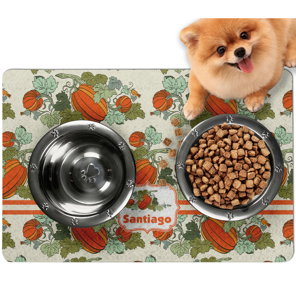 Custom Pumpkins Dog Food Mat - Small w/ Name or Text