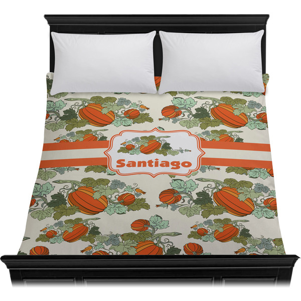 Pumpkins Duvet Cover - Queen - On Bed - No Prop