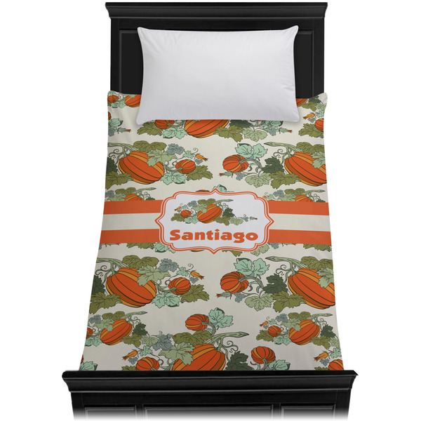 Pumpkins Duvet Cover - Twin XL - On Bed - No Prop