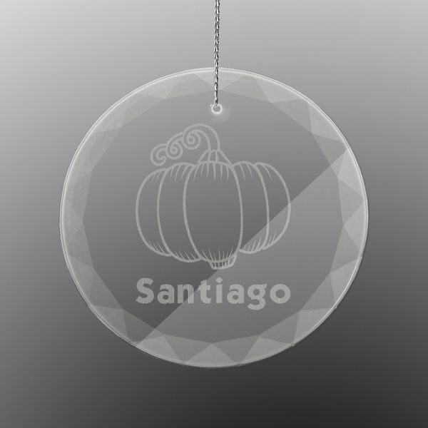 Pumpkins Engraved Glass Ornament - Round (Front)