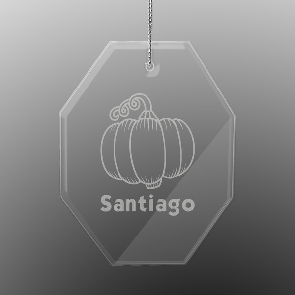 Pumpkins Engraved Glass Ornaments - Octagon