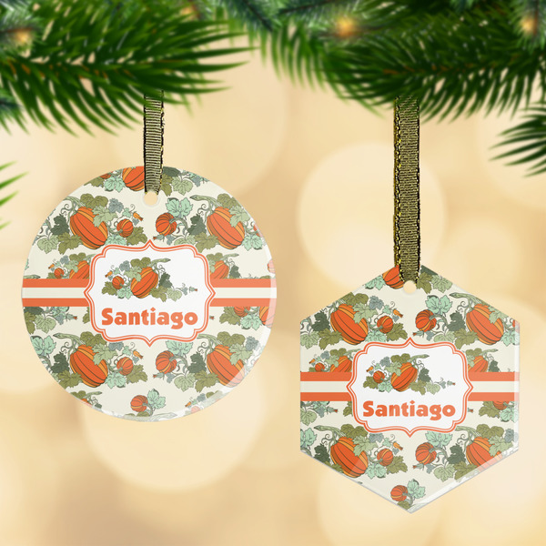 Custom Pumpkins Flat Glass Ornament w/ Name or Text