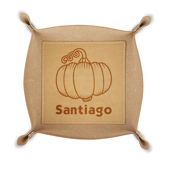 Custom Pumpkins Genuine Leather Dice Tray (Personalized)