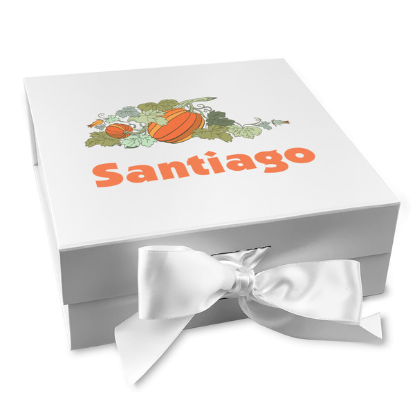 Custom Pumpkins Gift Box with Magnetic Lid - White (Personalized)