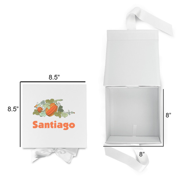 Pumpkins Gift Boxes with Magnetic Lid - White - Open & Closed