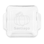 Pumpkins Glass Cake Dish with Truefit Lid - 8in x 8in (Personalized)