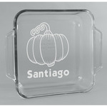 Pumpkins Glass Cake Dish - 8in x 8in (Personalized)