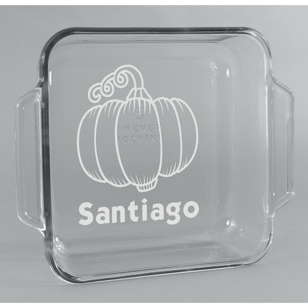 Custom Pumpkins Glass Cake Dish - 8in x 8in (Personalized)