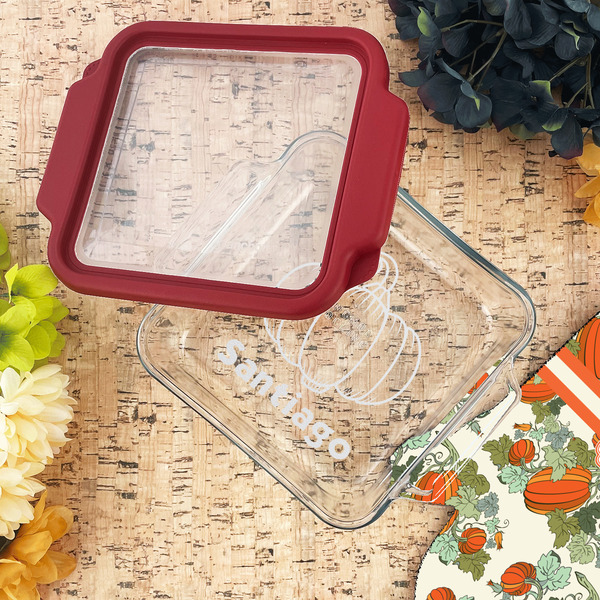 Pumpkins Glass Cake Dish - LIFESTYLE (8x8)