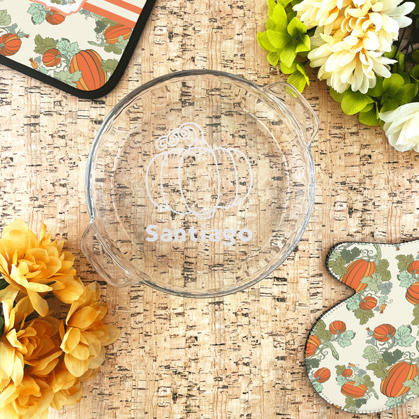 Pumpkins Glass Pie Dish - LIFESTYLE
