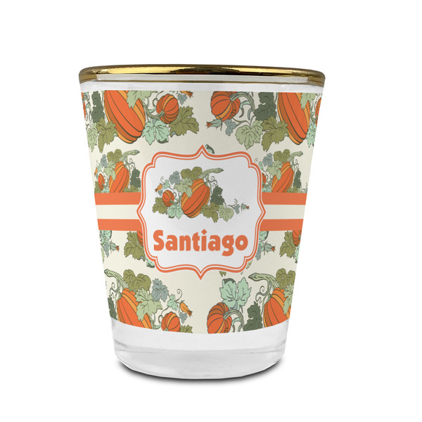 Custom Pumpkins Glass Shot Glass - 1.5 oz - with Gold Rim - Set of 4 (Personalized)