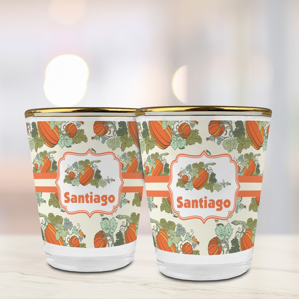 Pumpkins Glass Shot Glass - with gold rim - LIFESTYLE
