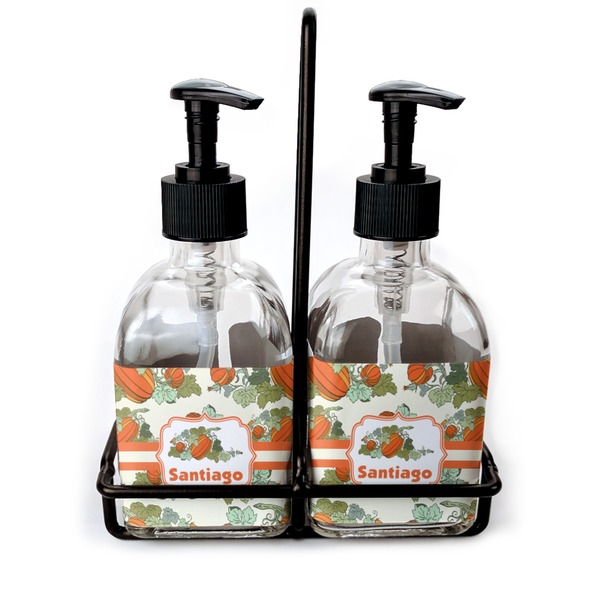 Custom Pumpkins Glass Soap & Lotion Bottle Set (Personalized)