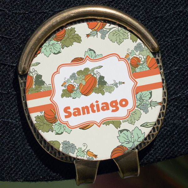 Pumpkins Golf Ball Marker Hat Clip - Gold - Close Up