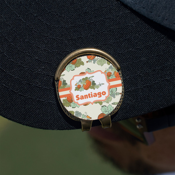 Pumpkins Golf Ball Marker Hat Clip - Gold - On Hat