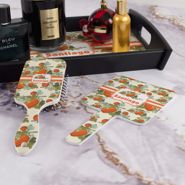 Pumpkins Hair Brush and Hand Mirror - Bathroom Scene