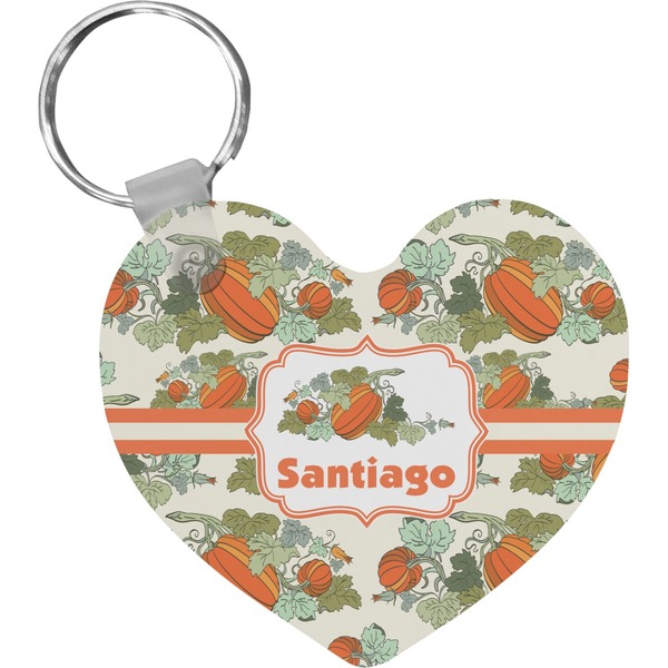 Custom Pumpkins Heart Plastic Keychain w/ Name or Text