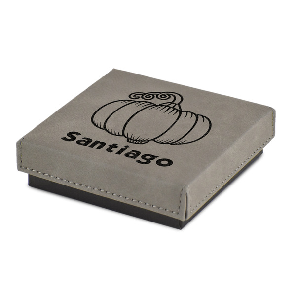 Custom Pumpkins Jewelry Gift Box - Engraved Leather Lid (Personalized)