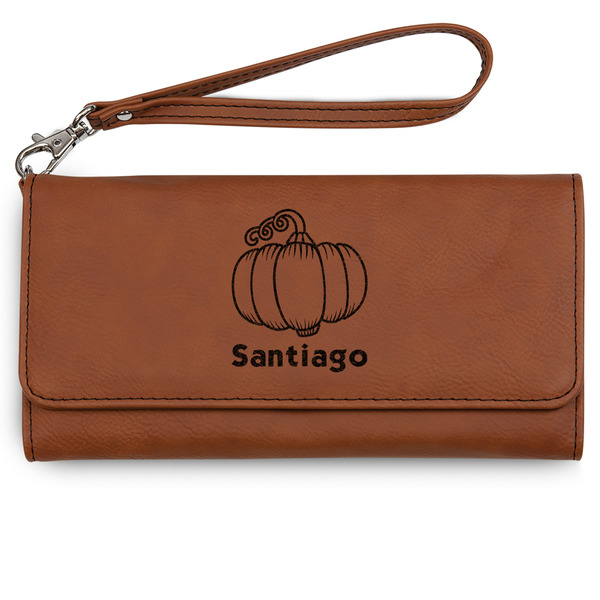 Custom Pumpkins Ladies Leatherette Wallet - Laser Engraved - Rawhide (Personalized)