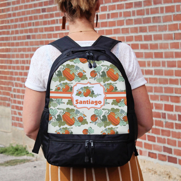 Pumpkins Large Backpack - Black - On Back