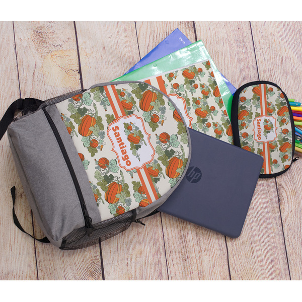 Pumpkins Large Backpack - Gray - With Stuff