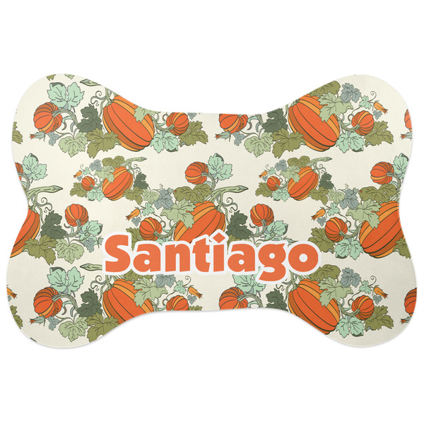 Custom Pumpkins Bone Shaped Dog Food Mat (Large) (Personalized)