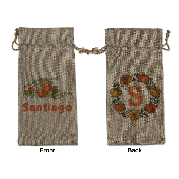 Custom Pumpkins Large Burlap Gift Bag - Front & Back (Personalized)