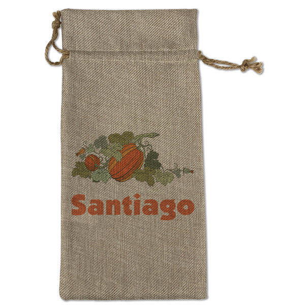 Custom Pumpkins Large Burlap Gift Bag - Front (Personalized)