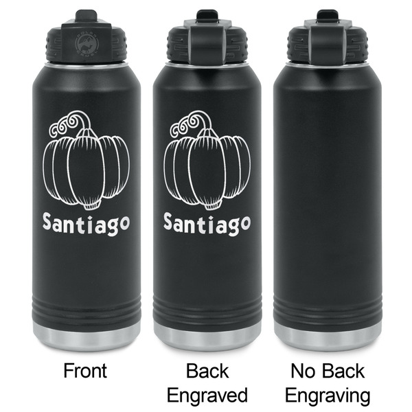 Pumpkins Laser Engraved Water Bottles - 2 Styles - Front & Back View