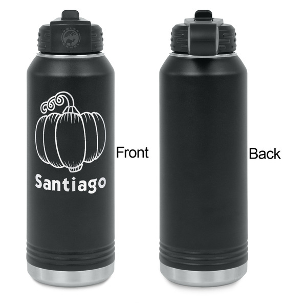 Pumpkins Laser Engraved Water Bottles - Front Engraving - Front & Back View