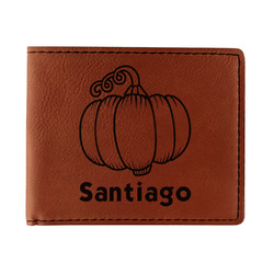 Pumpkins Leatherette Bifold Wallet - Double Sided (Personalized)