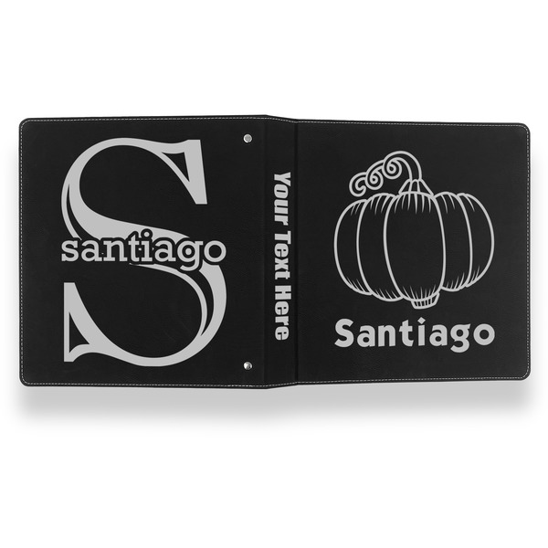 Pumpkins Leather Binder - 1" - Black- Back Spine Front View