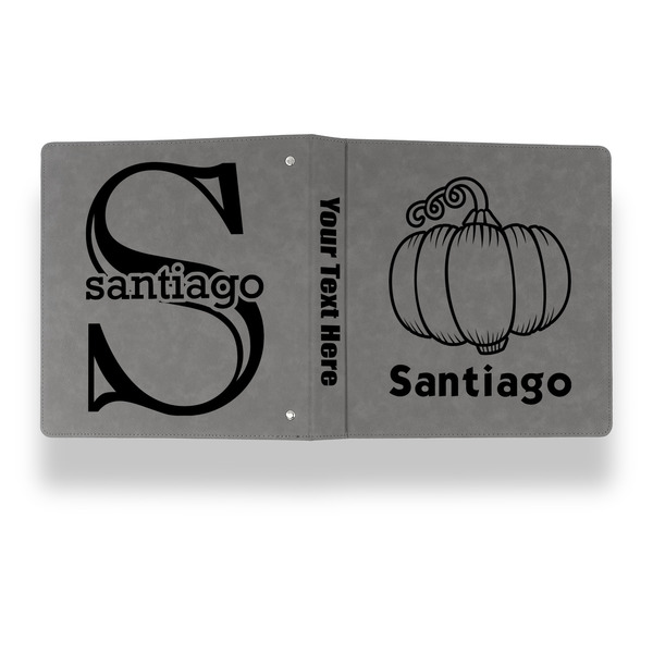 Pumpkins Leather Binder - 1" - Grey - Back Spine Front View
