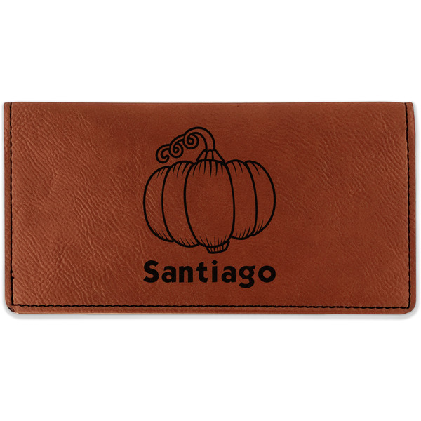 Custom Pumpkins Leatherette Checkbook Holder - Double Sided (Personalized)