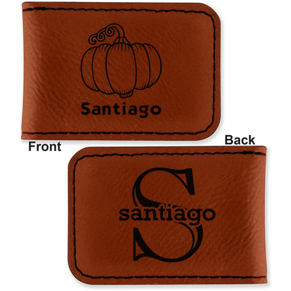 Pumpkins Leatherette Magnetic Money Clip - Front and Back