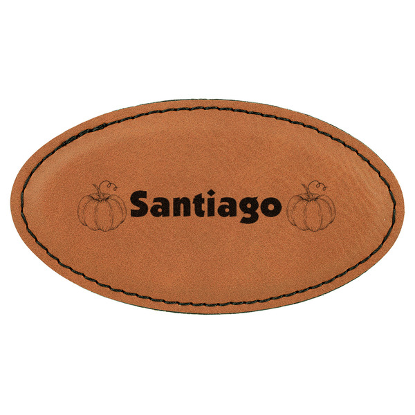 Custom Pumpkins Leatherette Oval Name Badge with Magnet (Personalized)