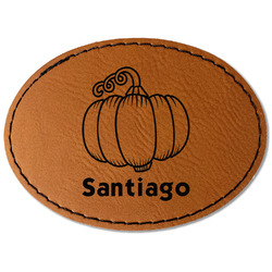 Pumpkins Faux Leather Iron On Patch - Oval (Personalized)