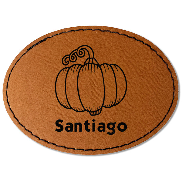 Custom Pumpkins Faux Leather Iron On Patch - Oval (Personalized)