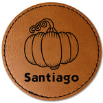 Pumpkins Faux Leather Iron On Patch - Round (Personalized)
