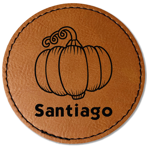Custom Pumpkins Faux Leather Iron On Patch - Round (Personalized)