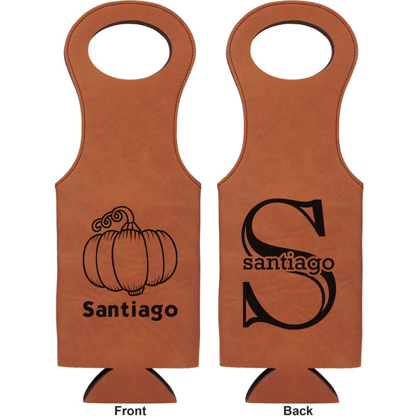 Pumpkins Leatherette Wine Tote Double Sided - Front and Back