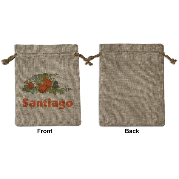 Pumpkins Medium Burlap Gift Bag - Front Approval