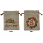 Pumpkins Medium Burlap Gift Bag - Front & Back (Personalized)