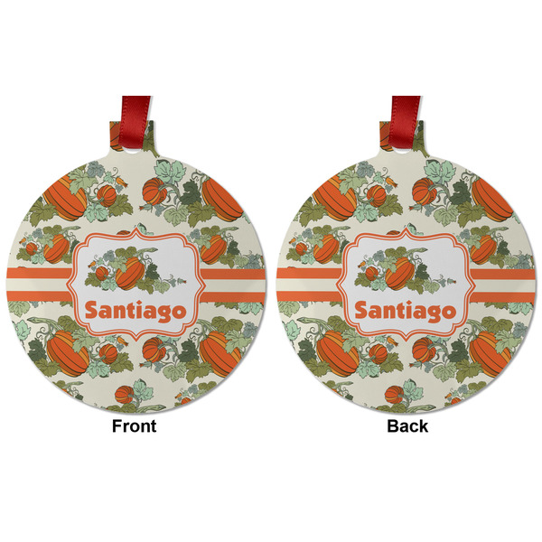 Pumpkins Metal Ball Ornament - Front and Back