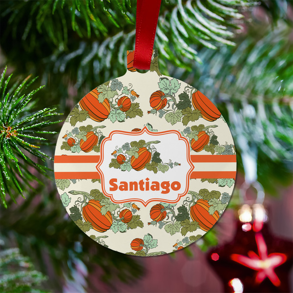 Pumpkins Metal Ball Ornament - Lifestyle