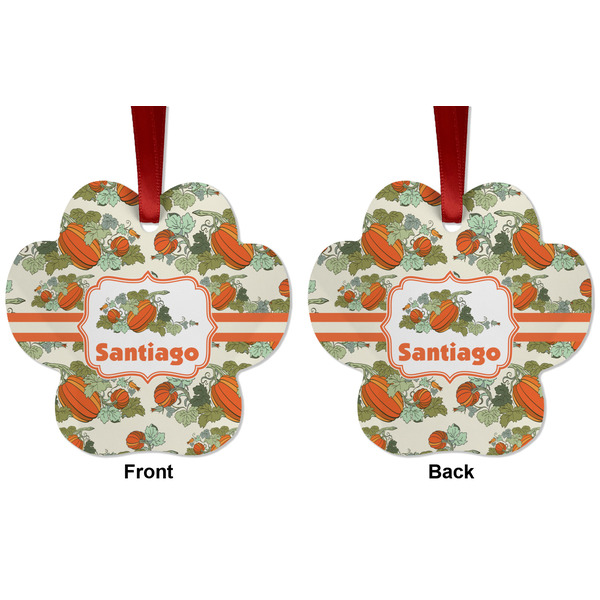 Pumpkins Metal Paw Ornament - Front and Back