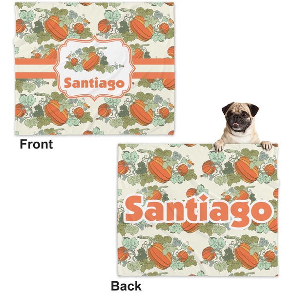 Pumpkins Microfleece Dog Blanket - Large- Front & Back