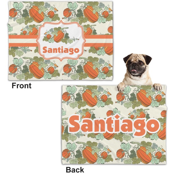 Pumpkins Microfleece Dog Blanket - Regular - Front & Back